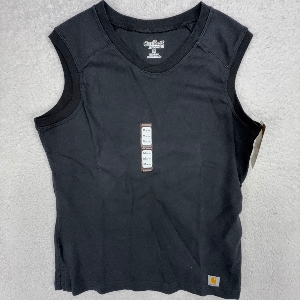 Carhartt Women Black Cotton Sleeveless V-Neck Tank Top WK008 BLK Size Medium NWT